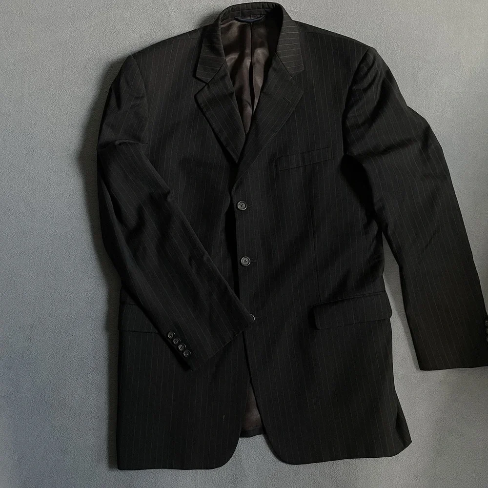 Vintage Burberry Brown Wool Long Sleeve Single-Breasted Mens Blazer Size 44 L